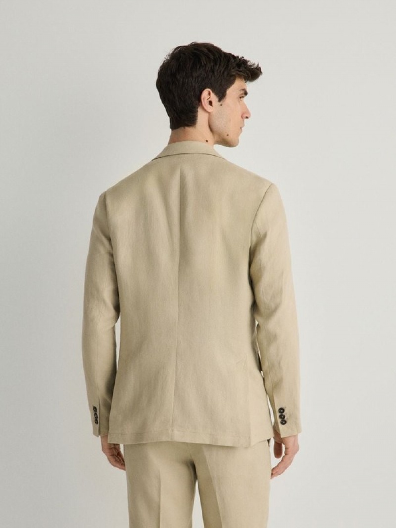 Reserved Slim Fit Linen Anzüge Herren Beige | EGV-619478