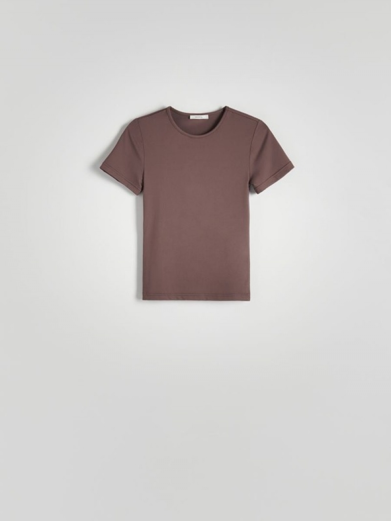 Reserved Slim Fit T-shirts Damen Bordeaux | OUF-852104