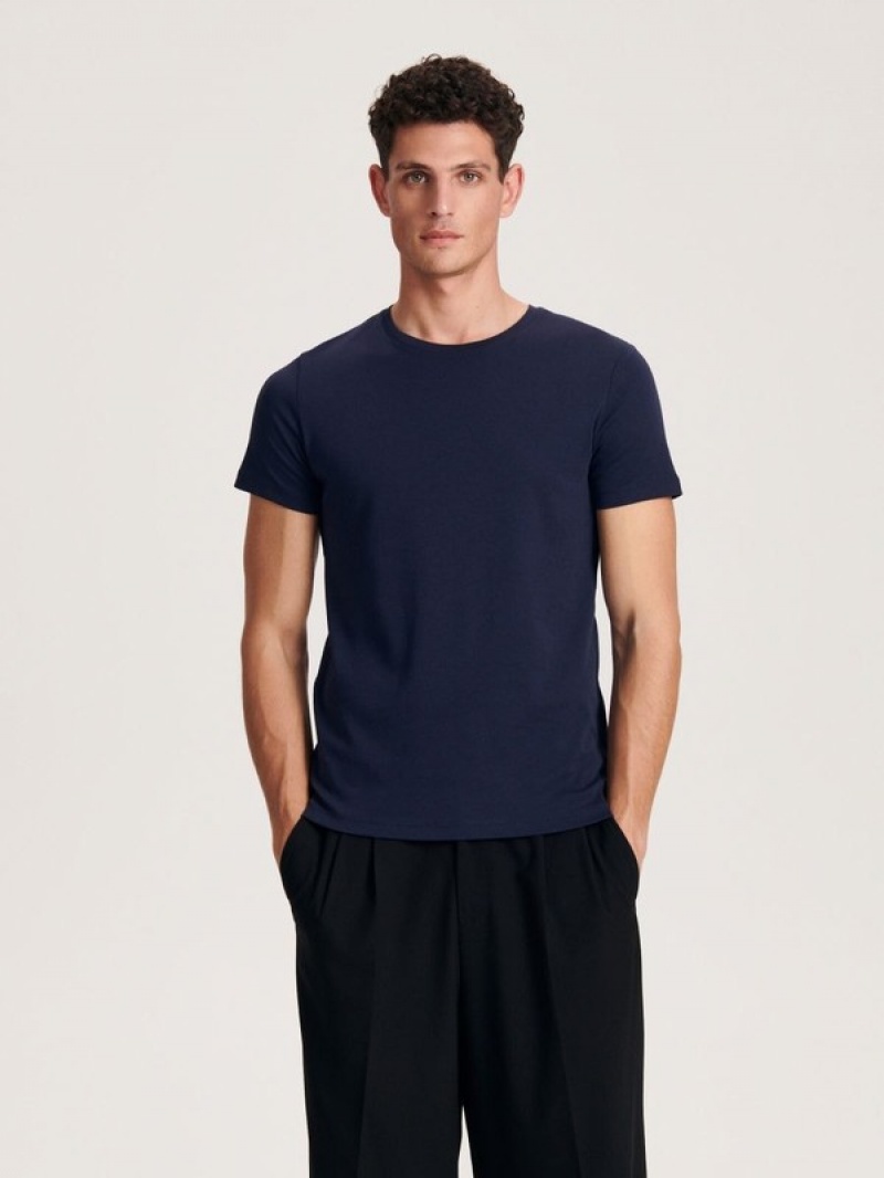 Reserved Slim Fit T-shirts Herren Navy | HYP-568941