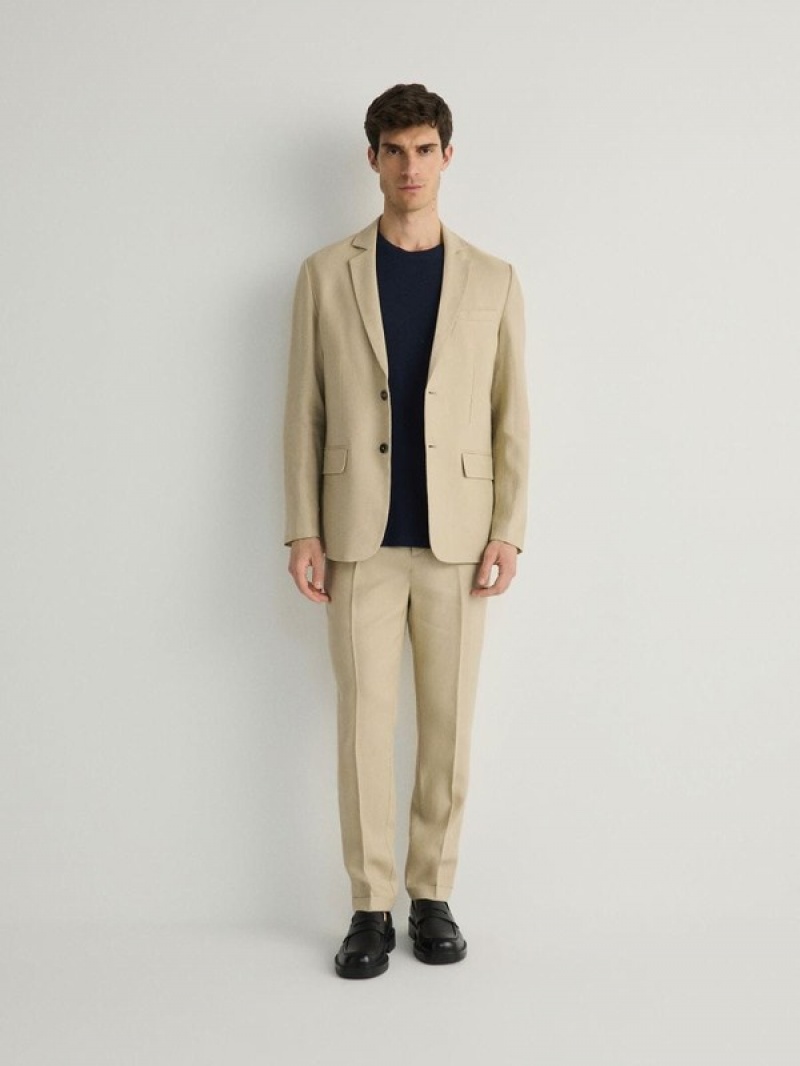 Reserved Slim Linen Anzüge Herren Beige | YND-604291