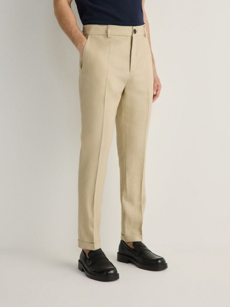 Reserved Slim Linen Anzüge Herren Beige | YND-604291