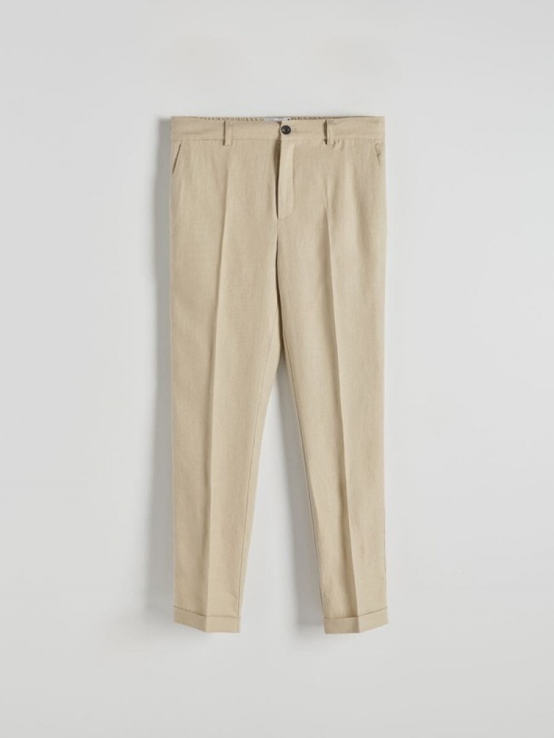 Reserved Slim Linen Hosen Herren Beige | PDB-924513