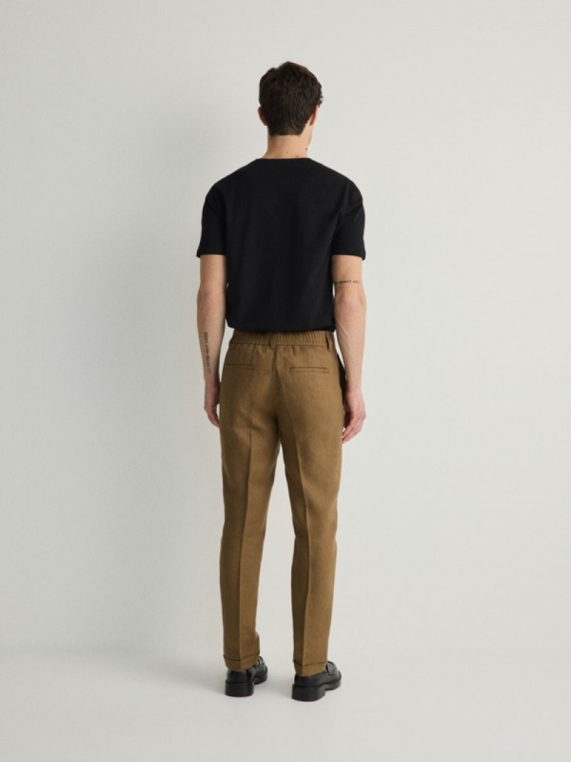 Reserved Slim Linen Hosen Herren Braun | MTY-792018