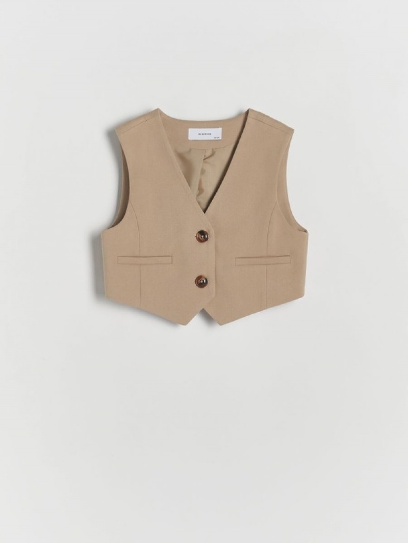 Reserved Smart Elongated Waistcoat Jacken Mädchen Beige | SDG-126498