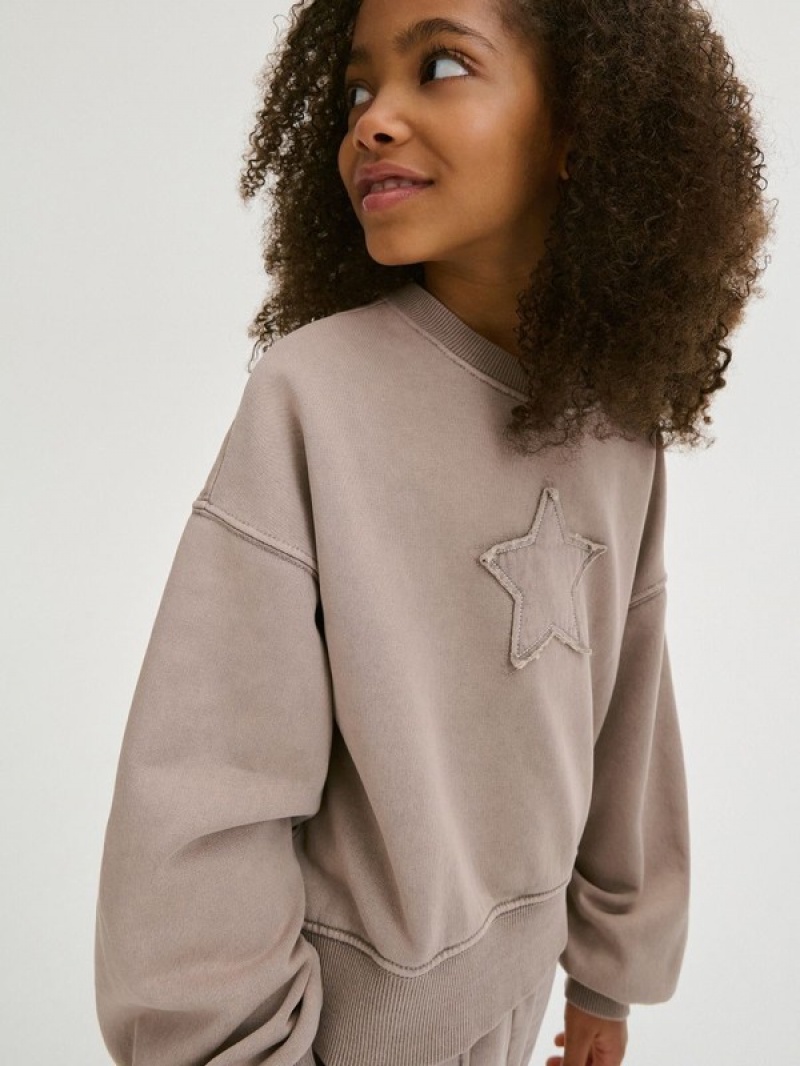 Reserved Star Motif Sweatshirts Mädchen Beige | XQU-861049