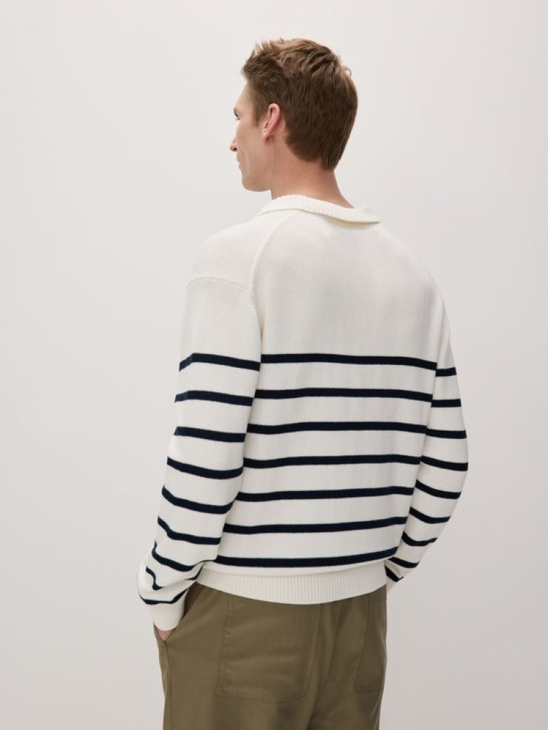 Reserved Stripe Baumwoll Pullover Herren Weiß | NFZ-930568