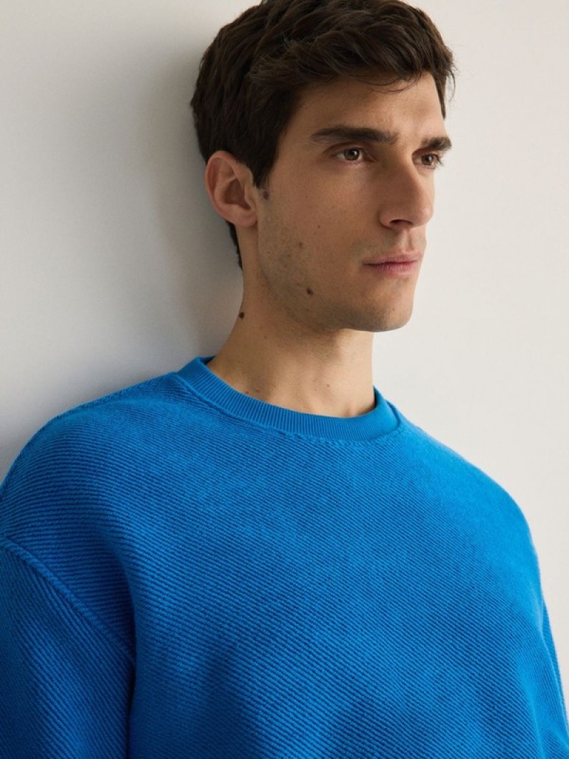 Reserved Structural Jersey Sweatshirts Herren Indigo | PWM-239615