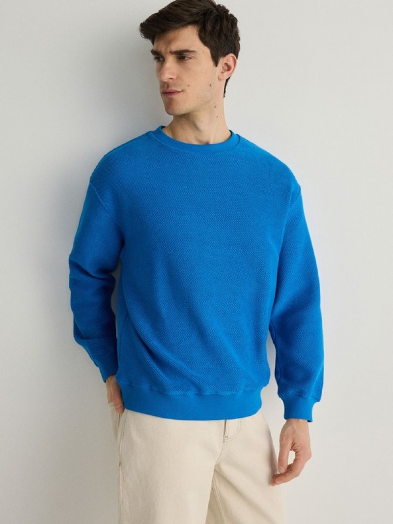 Reserved Structural Jersey Sweatshirts Herren Indigo | PWM-239615