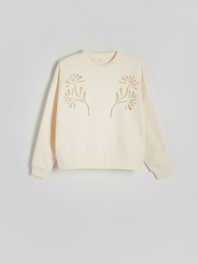 Reserved Sweatembroidery Detailing Sweatshirts Damen Weiß | PMS-498735