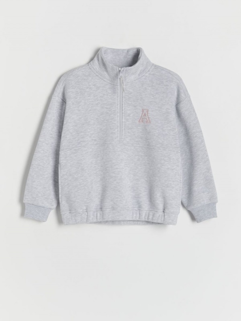 Reserved Sweatembroidery Detailing Sweatshirts Mädchen Hellgrau | DBF-036715