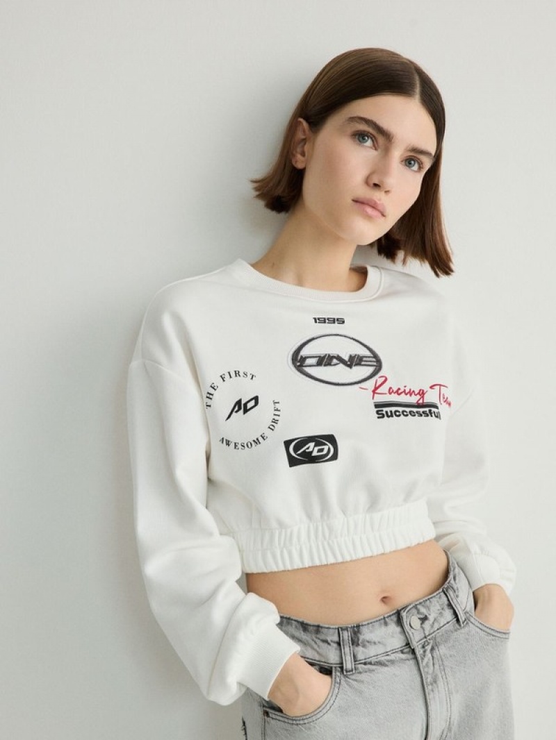 Reserved Sweatprints Sweatshirts Damen Weiß | FKX-769425