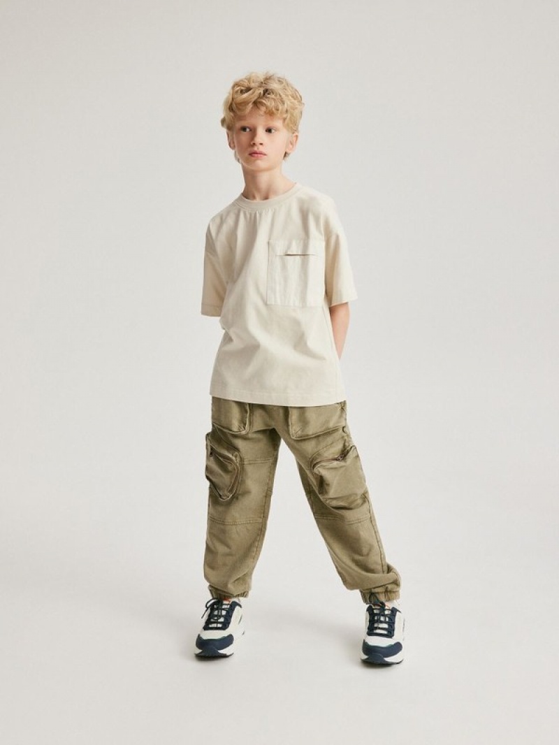 Reserved T-a Pocket T-shirts Jungen Beige | GXT-612408