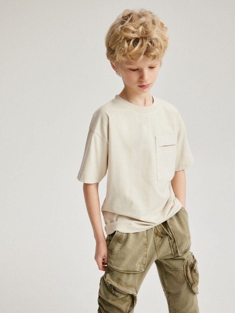 Reserved T-a Pocket T-shirts Jungen Beige | GXT-612408