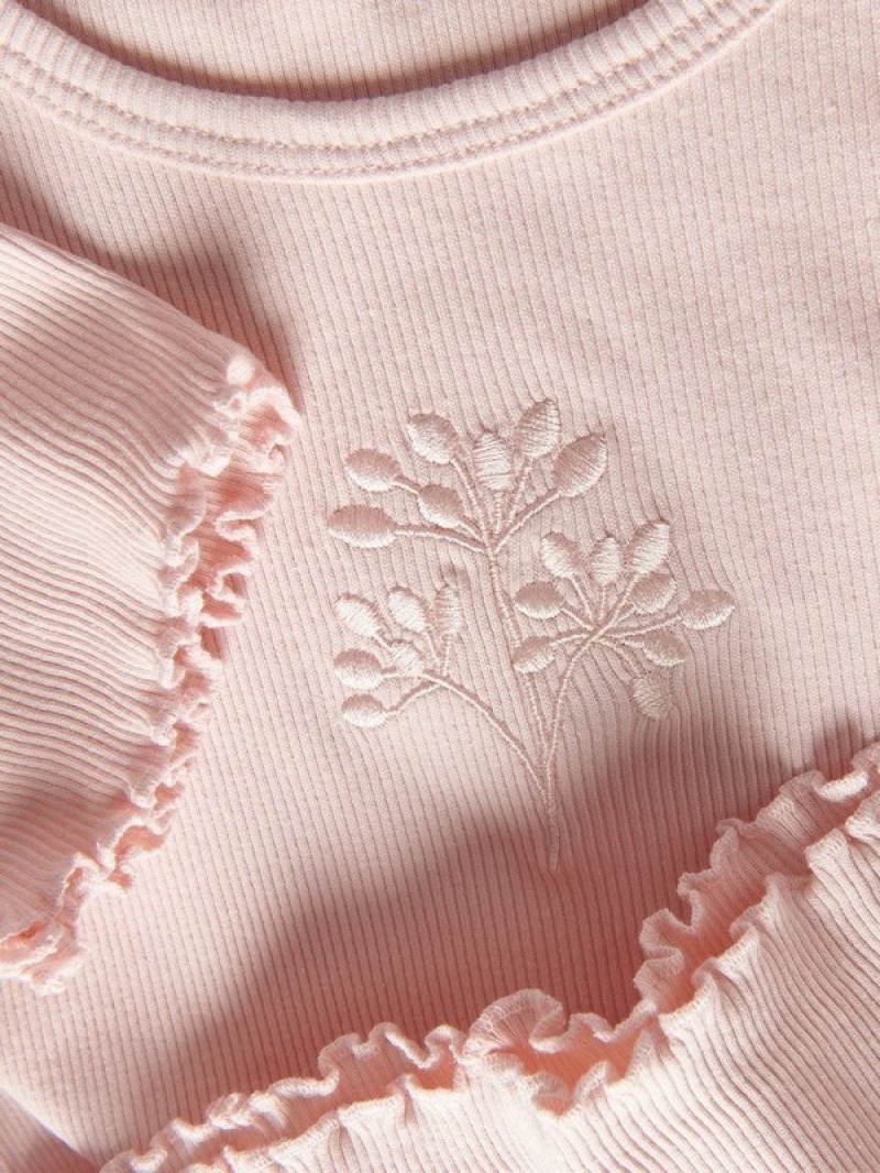 Reserved T-embroidery Detailing T-shirts Mädchen Rosa | XUI-841573