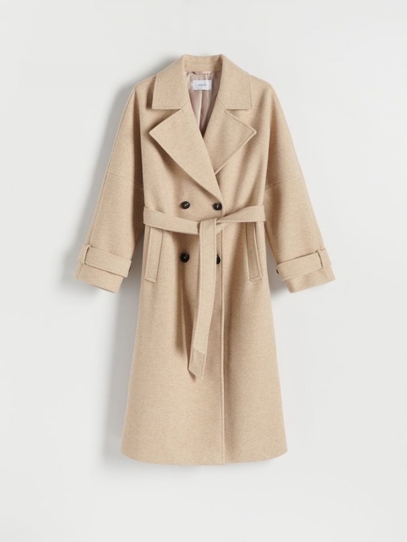 Reserved Tie Mäntel Damen Beige | PUF-801643