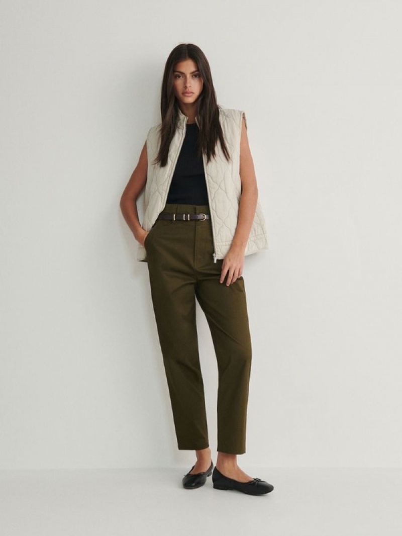 Reserved Tie Taille Hosen Damen Grün | VEO-146572