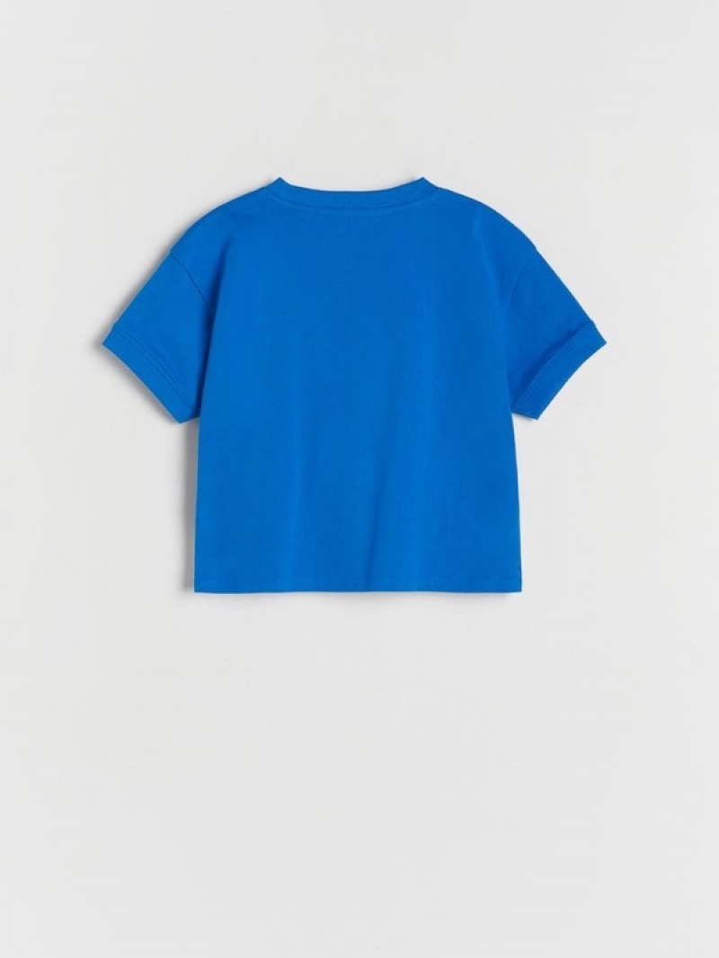 Reserved T-patch T-shirts Mädchen Blau | BVM-671053