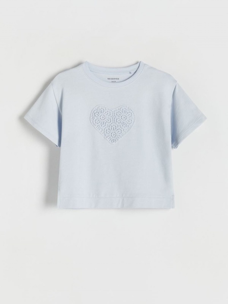 Reserved T-patch T-shirts Mädchen Blau | LCK-705193