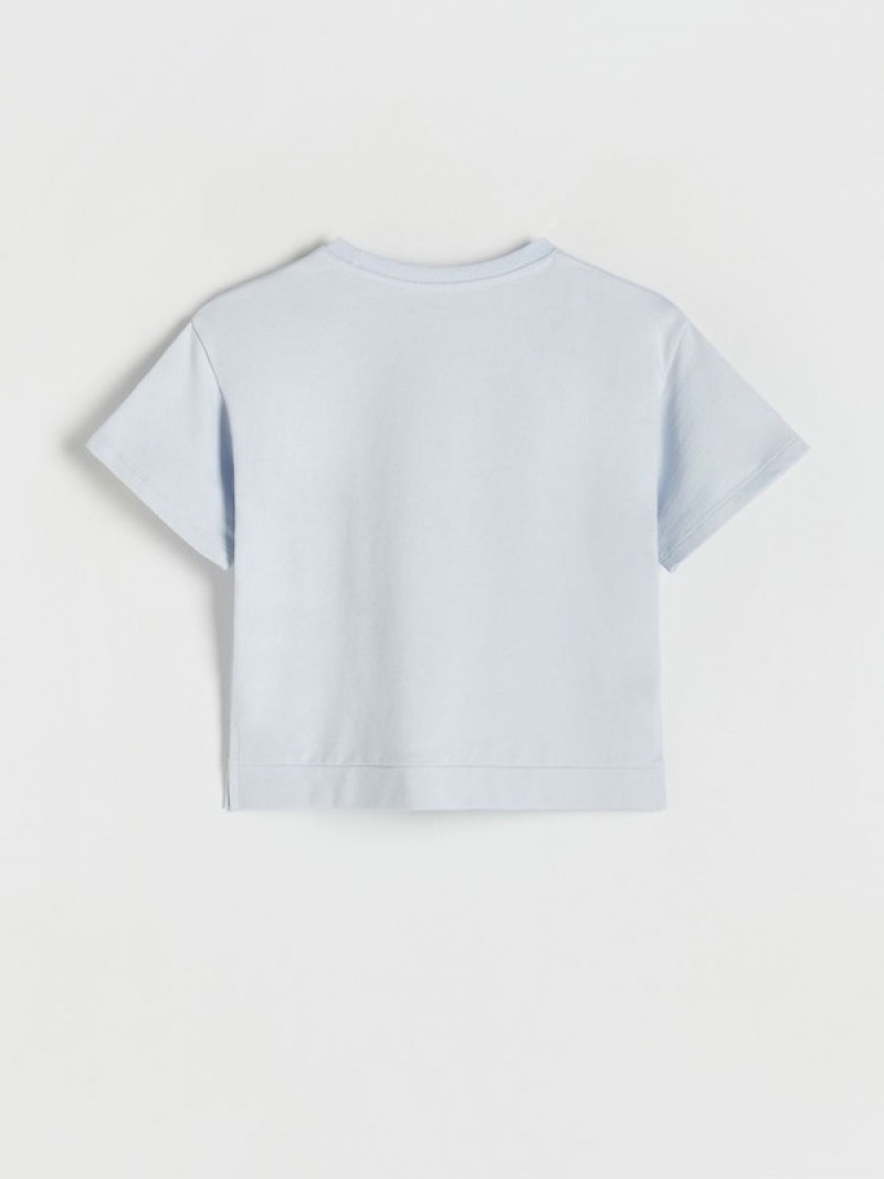 Reserved T-patch T-shirts Mädchen Blau | LCK-705193