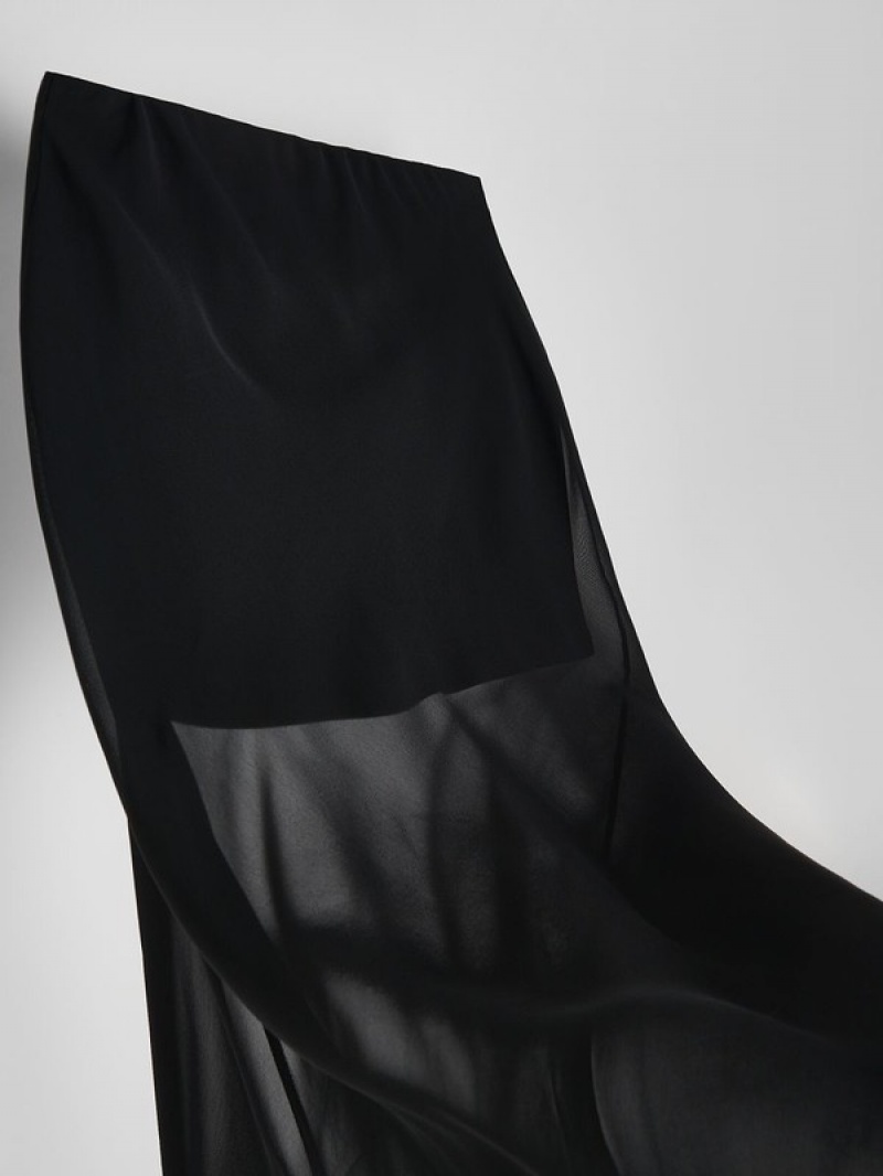 Reserved Transparent Maxi Röcke Damen Schwarz | GKQ-958067