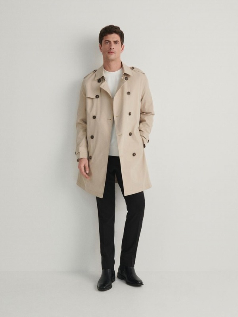 Reserved Trench With Mäntel Herren Beige | TWG-120743