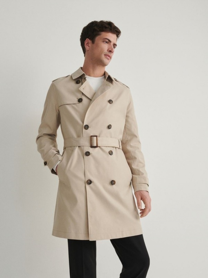 Reserved Trench With Mäntel Herren Beige | TWG-120743