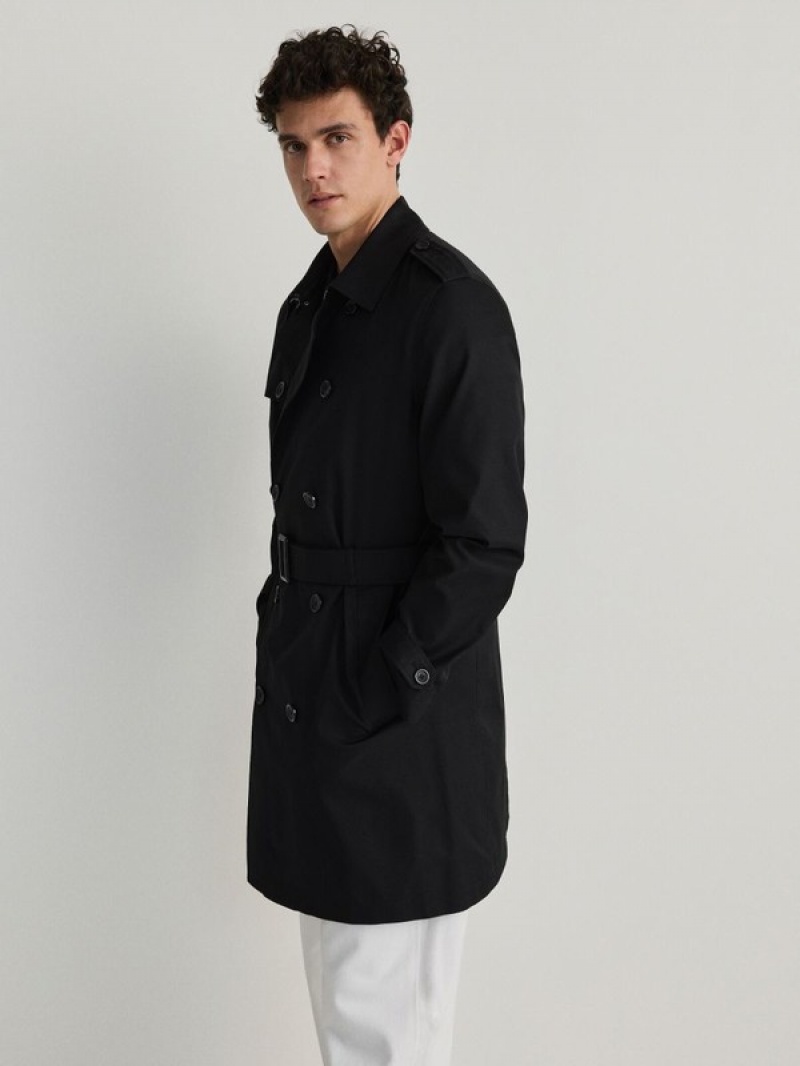 Reserved Trench With Mäntel Herren Schwarz | KQO-452168