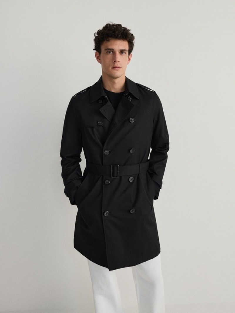 Reserved Trench With Mäntel Herren Schwarz | KQO-452168