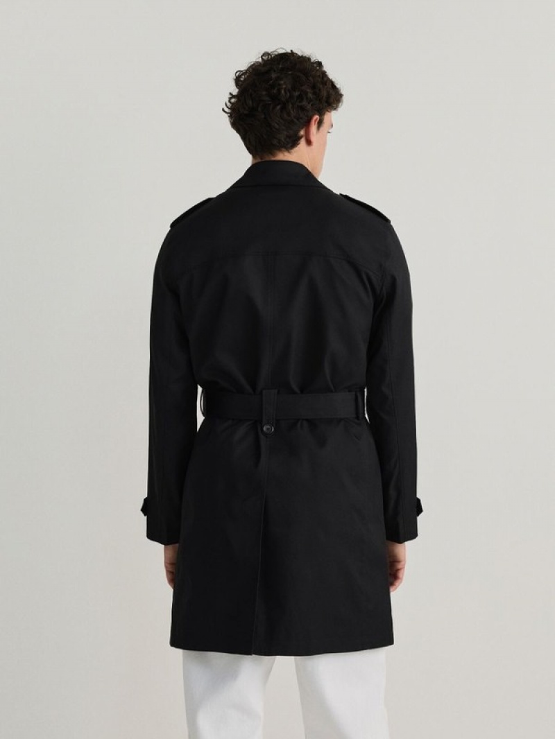 Reserved Trench With Mäntel Herren Schwarz | KQO-452168