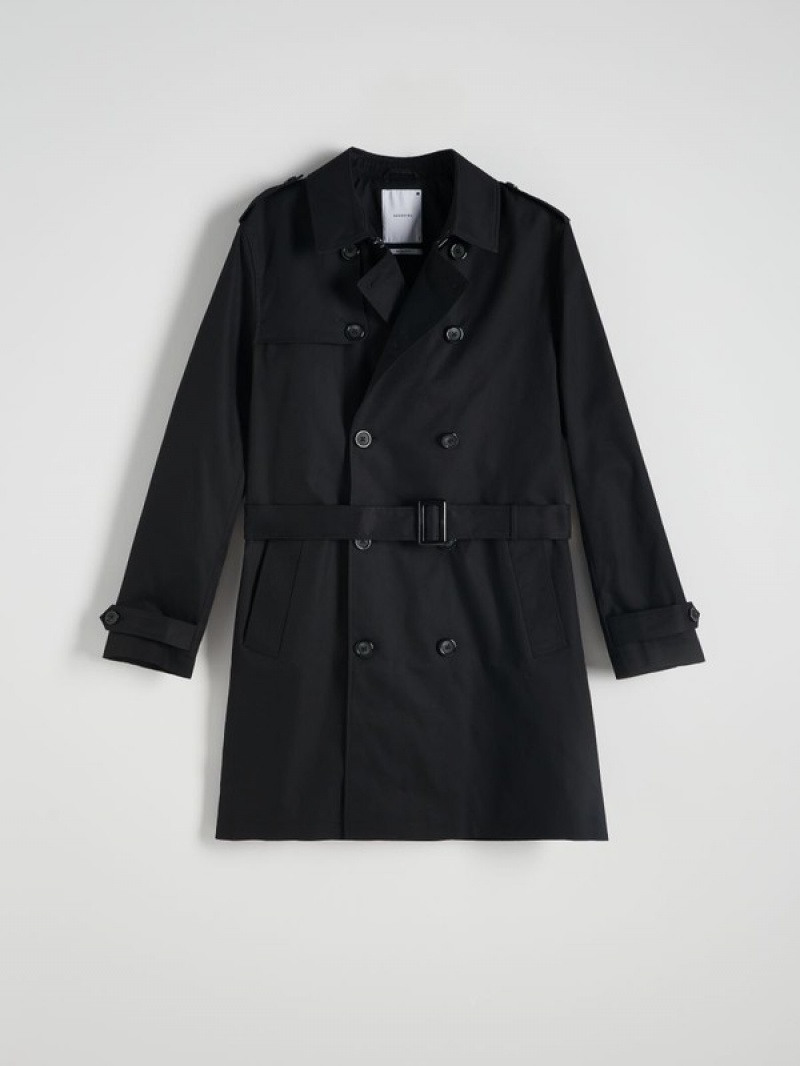 Reserved Trench With Mäntel Herren Schwarz | KQO-452168