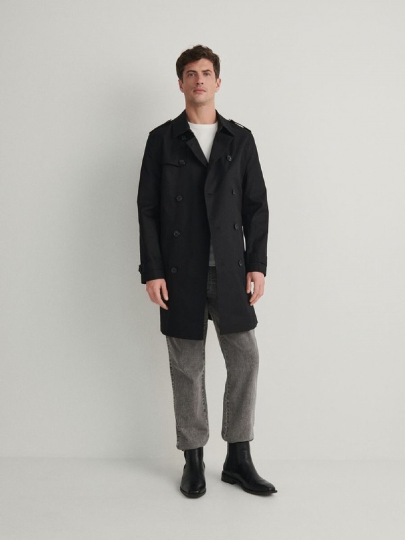 Reserved Trench With Mäntel Herren Schwarz | YZL-103274