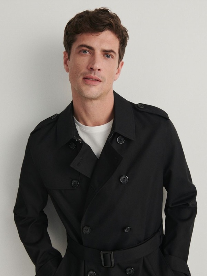 Reserved Trench With Mäntel Herren Schwarz | YZL-103274