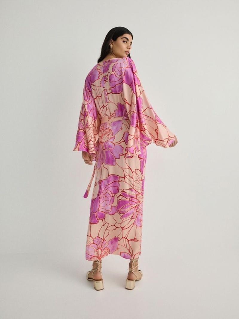 Reserved Viscose Kimono Kleid Damen Mehrfarbig | LJR-471386