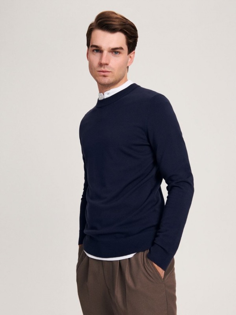 Reserved Viscose Rich Pullover Herren Navy | WTC-365827