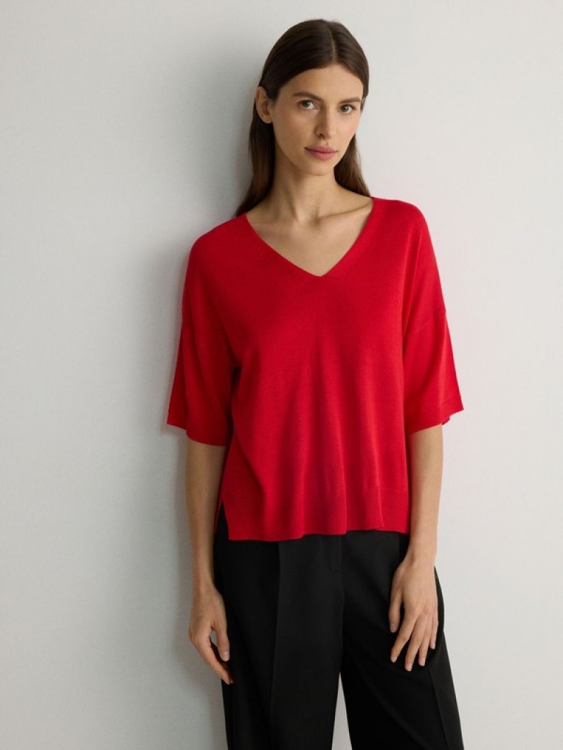 Reserved Viscose Rich Top Hemd Damen Rot | NMC-821039