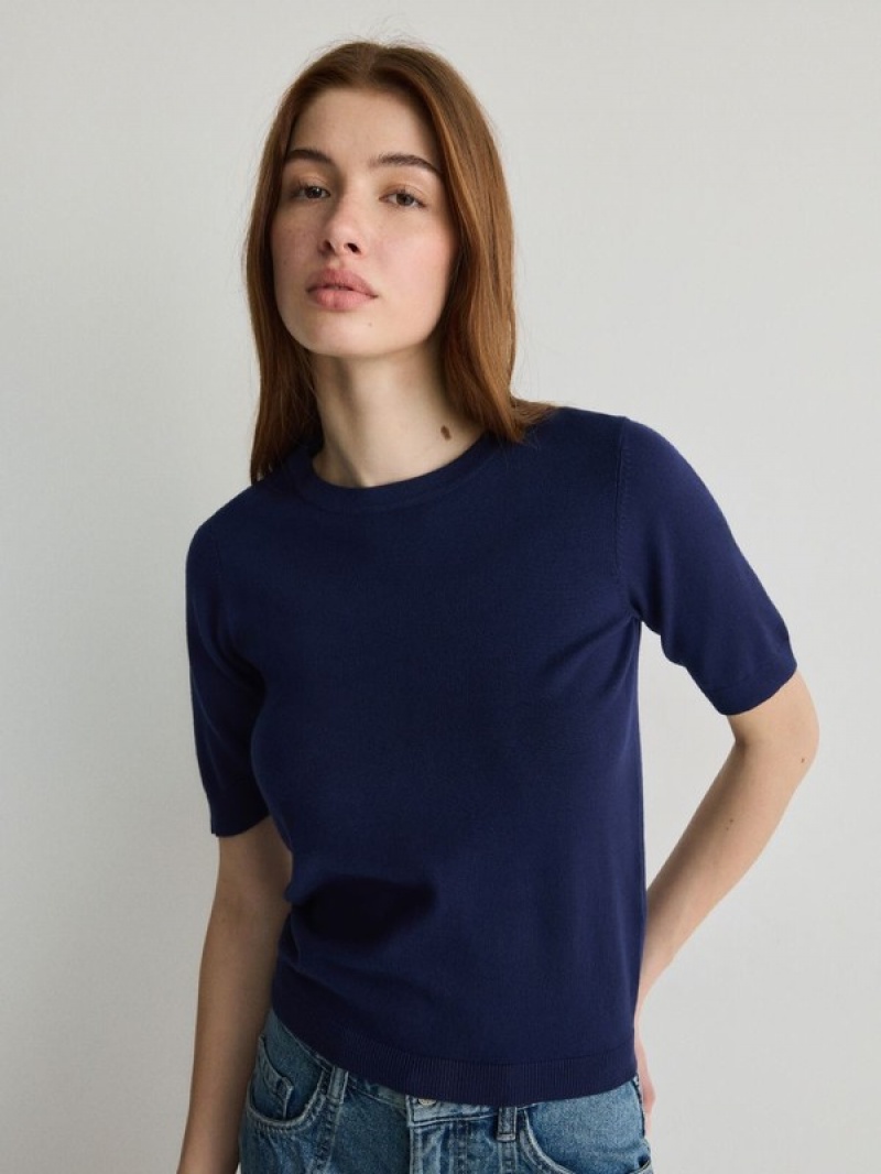 Reserved Viscose Rich Top Pullover Damen Navy | PBW-672915