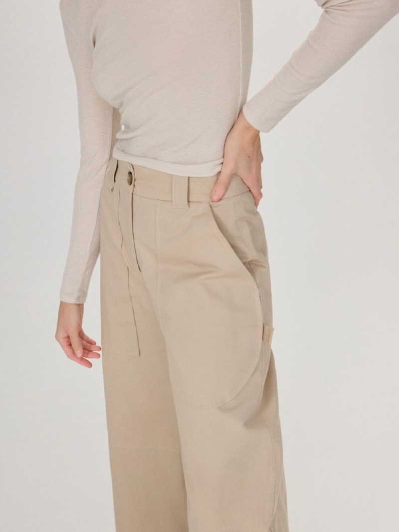 Reserved Weite Leg Hosen Damen Beige | KGS-730814