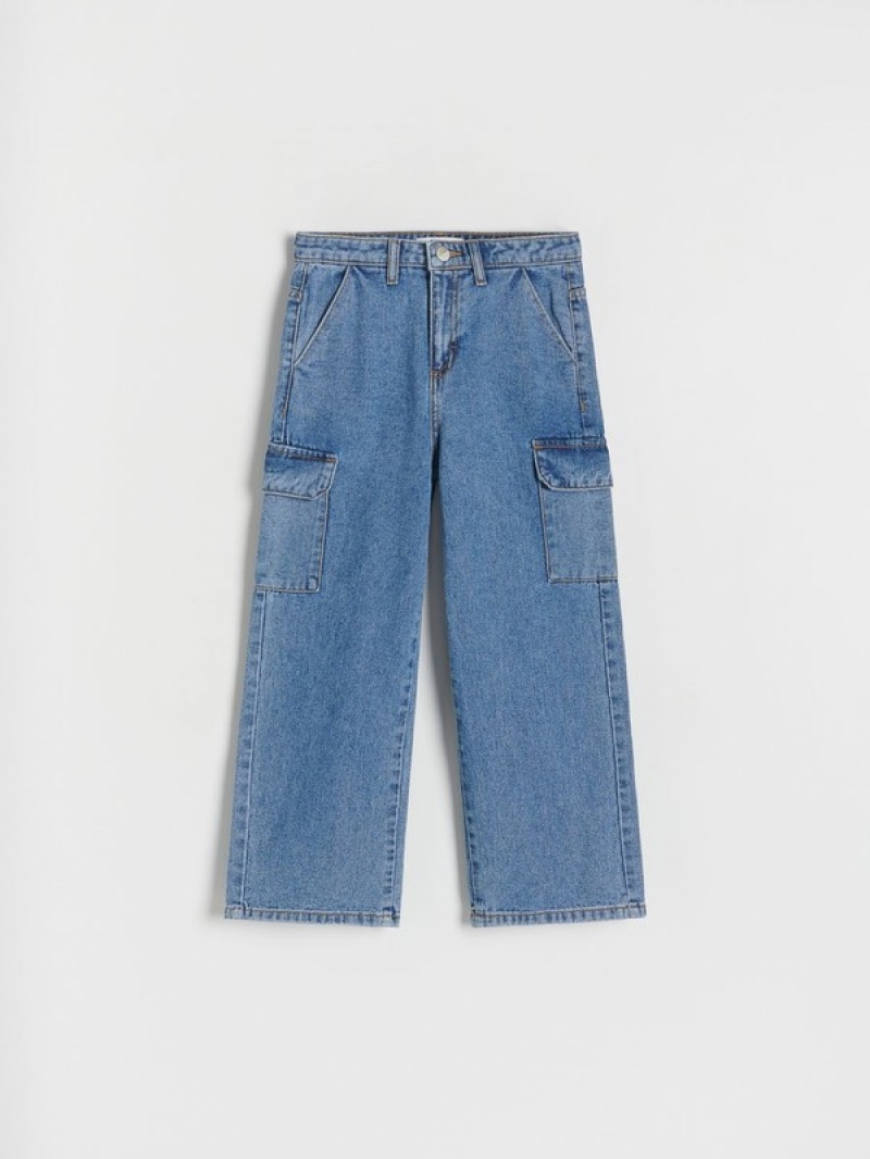 Reserved Weite Legpockets Jeans Mädchen Blau | DFQ-127896