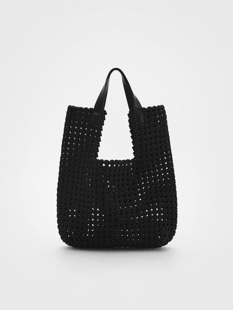 Reserved Woven Shopper Taschen Damen Schwarz | RAK-184905