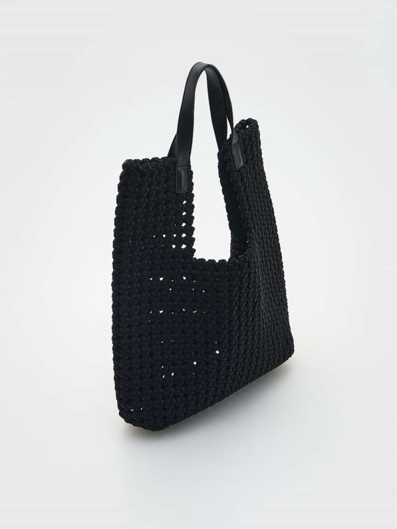 Reserved Woven Shopper Taschen Damen Schwarz | RAK-184905