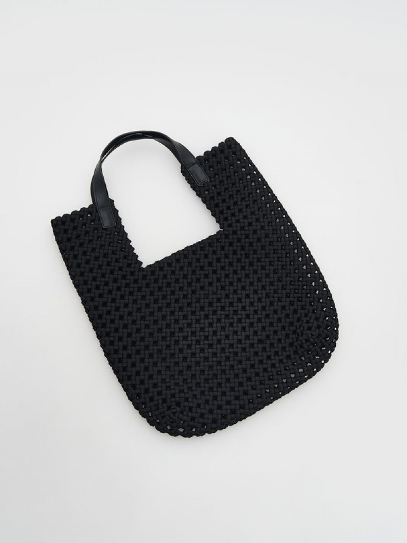 Reserved Woven Shopper Taschen Damen Schwarz | RAK-184905