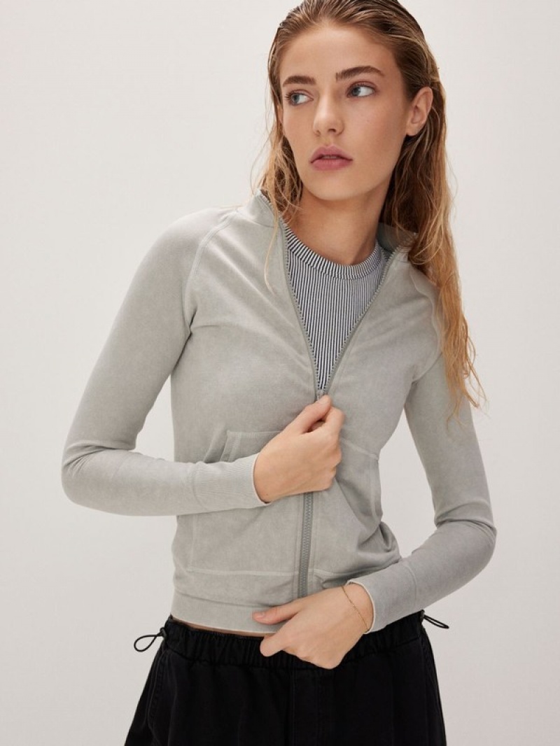 Reserved Zip Up Sweatshirts Damen Hellgrau | MCS-946280