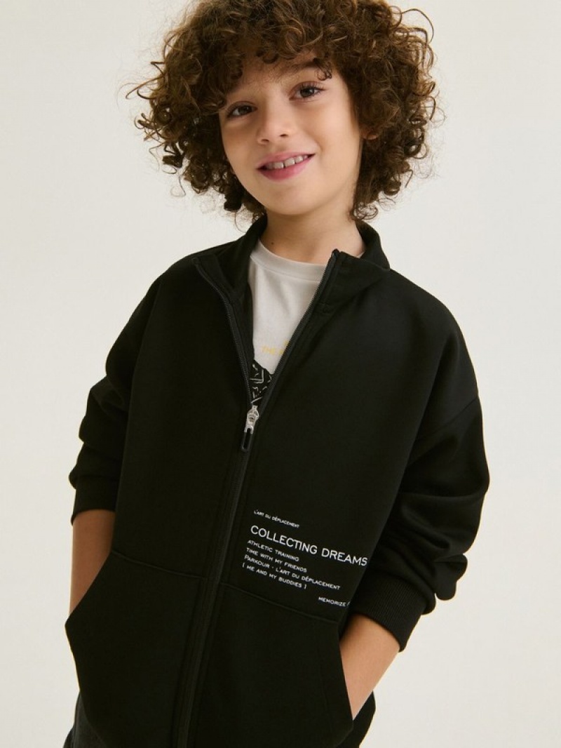 Reserved Zip Up Sweatstand Up Collar Pullover Jungen Schwarz | NUZ-587014